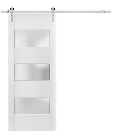 SARTODOORS Barn Interior Door, 42" x 80", White LUCIA4070BD-S-BEM-42